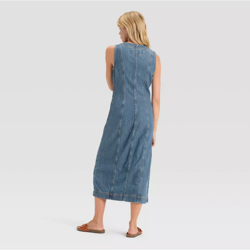 Universal Thread Denim Button Down Ankle Dress Womens Size 00 Medium Wash